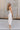 Norah Oatmeal & White Linen Midi Dress- full body side view