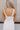 Norah Oatmeal & White Linen Midi Dress- close up back view