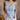 Julia Blue Waffle Knit Henley Tank- close up top view