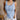 Julia Blue Waffle Knit Henley Tank- close up top view