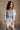 Allison Blue & Ivory Linen Seashell Top- front top view