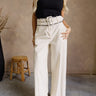 Luna Natural & Black Belt Wide Leg Pants- front full view