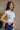 Alaina Blue & White Stripe Seashell Top- frontal side view