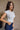Alaina Blue & White Stripe Seashell Top- frontal side view