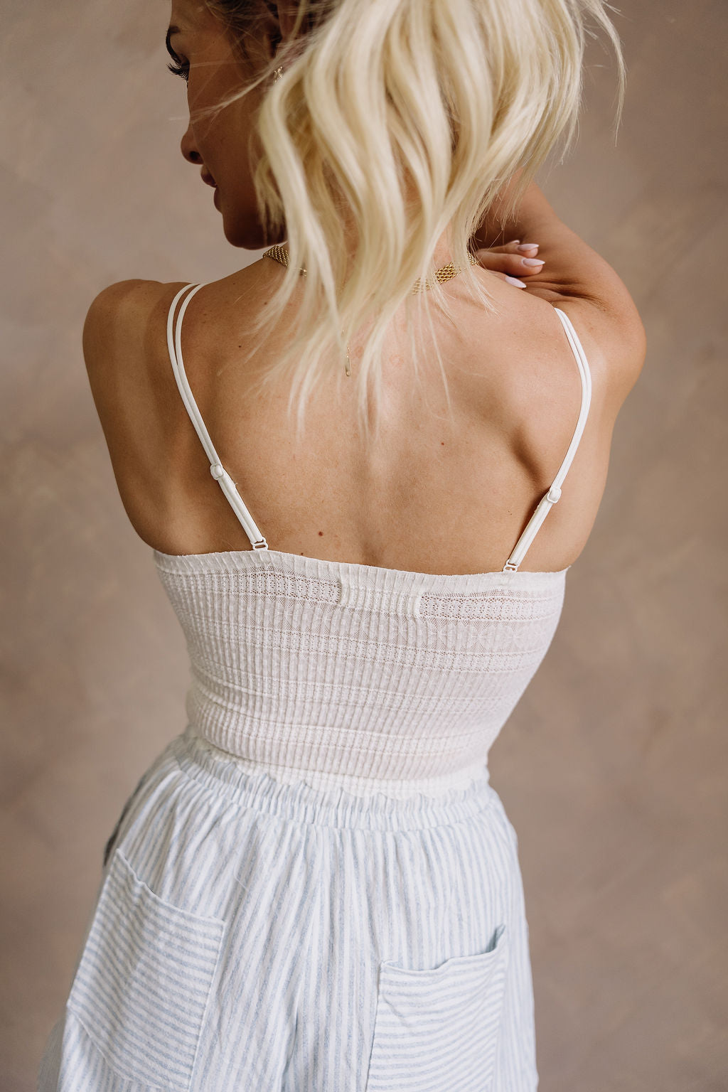 Noelle Cream Scalloped Textured Brami- back view