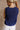 Blair Navy Blue Knit Scallop Tank- close up side view