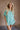 Amina Aqua Button-Up Short Sleeve Top- front view