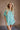 Amina Aqua Button-Up Short Sleeve Top- front view