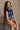 Lana Navy & Cream Stitch Floral Scallop Tank- frontal right side view