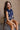 Lana Navy & Cream Stitch Floral Scallop Tank- frontal right side view