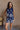 Lana Navy & Cream Stitch Floral Scallop Tank- front view
