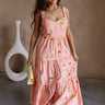 Brinley Blush Multi Floral Midi Dress- full body view