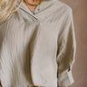 Valerie Olive Sage Short Sleeve Top- close up front side view