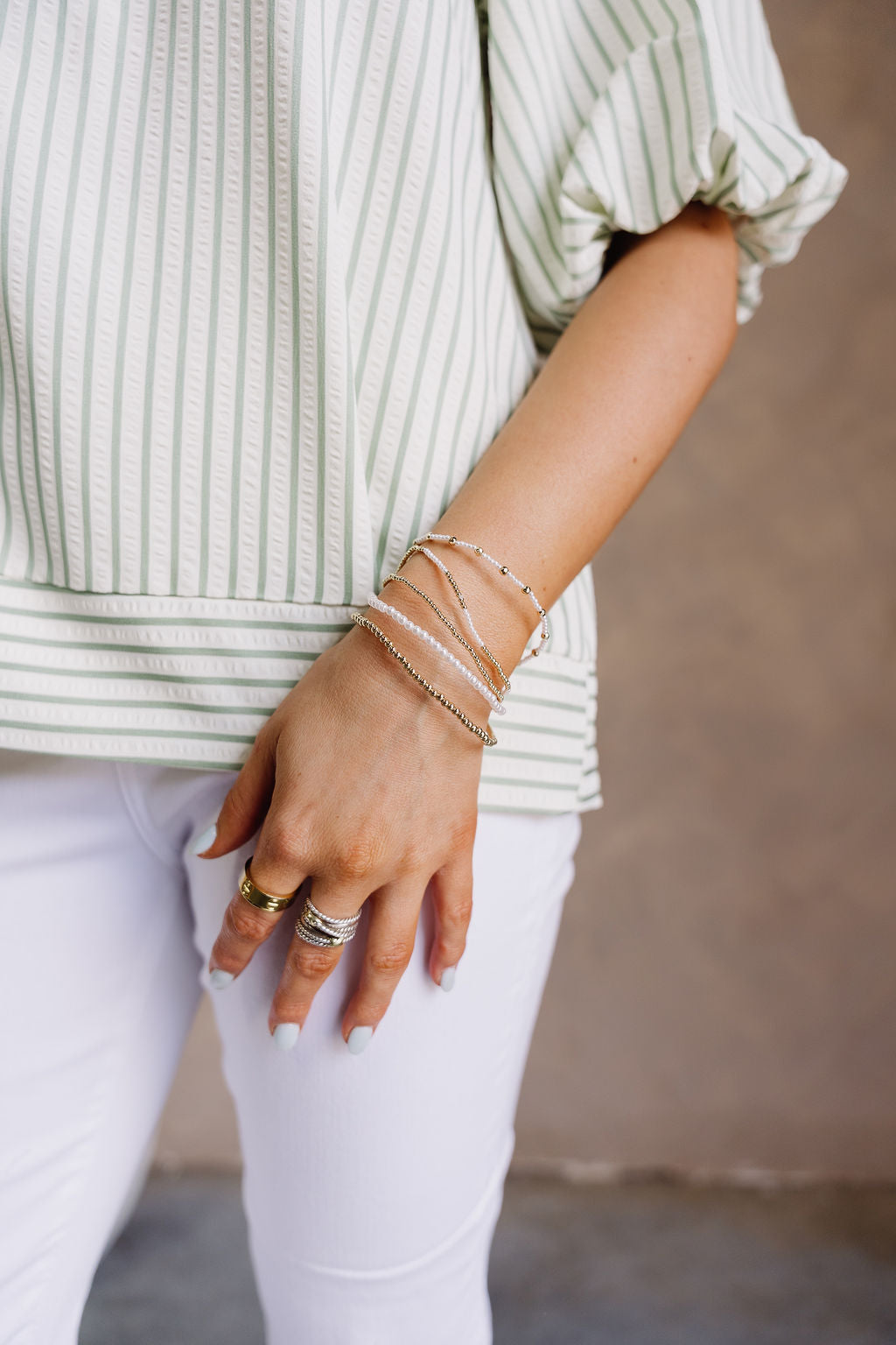 Amara Gold & Pearl Beaded Bracelet Set