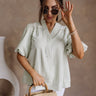Chelsea Cream & Green Striped Top - front view