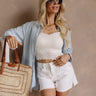 JBD Monica White Denim Shorts - front view
