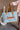 Summer Aqua & Orange Tote Bag - front view held by model
