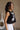 Nylah Black & White Stitch Floral Scallop Tank- side view