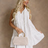 Haisley White Textured Floral Halter Mini Dress- frontal top view