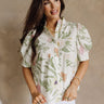 Alison Cream Multi Floral Short Puff Sleeves Top- front view