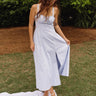 Genevieve Light Blue Corset Midi Dress - full body front view