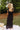 Leslie Black Plaid Tie Strap Midi Dress - full body back view