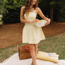 Kiarra Yellow Floral Pleated Mini Dress - full body front view
