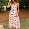 Carmella White Cherry Print Midi Dress - full body front view