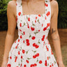 Carmella White Cherry Print Midi Dress - upper body front view