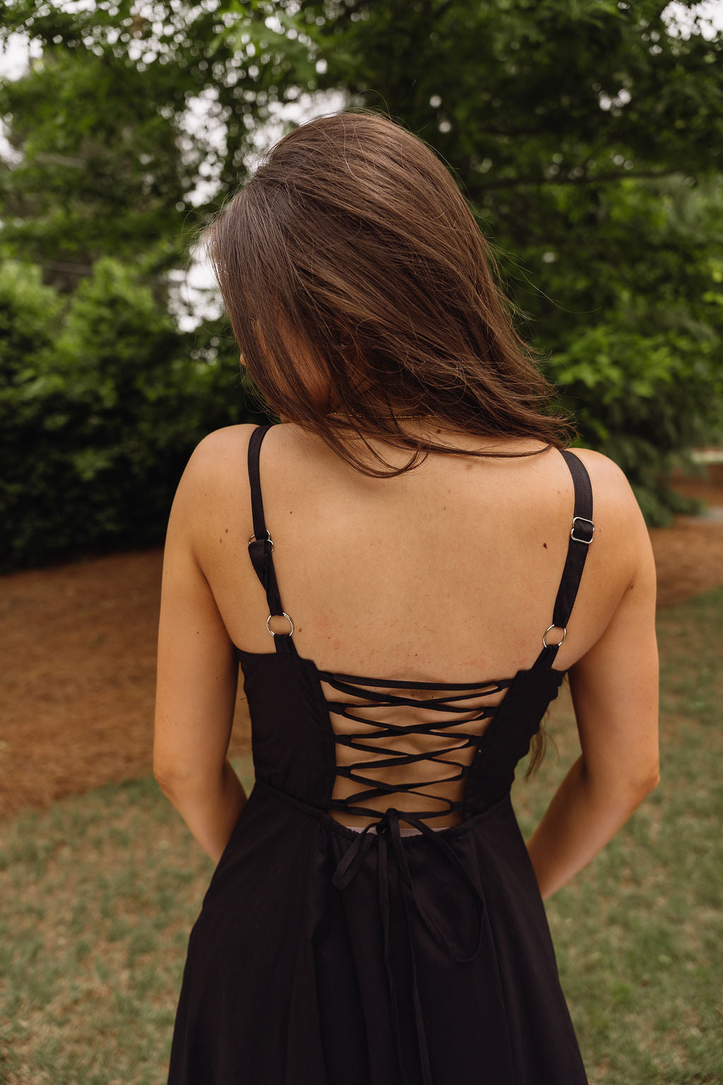 Black Corset Midi Dress – Lace-Up Back & Side Slit Black Corset Midi Dress – Lace-Up Back & Side Slit