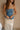 Allie Denim Peplum Strapless Top- close up front view