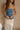Allie Denim Peplum Strapless Top- close up front view