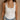 Julia White Waffle Knit Henley Tank- front close up view