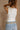 Julia White Waffle Knit Henley Tank- close up back view