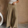 Nora Olive Frayed Wide Leg Pants- front view