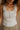 Julia Grey & White Stripe Waffle Knit Henley Tank- close up front view