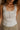 Julia Grey & White Stripe Waffle Knit Henley Tank- close up front view