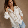Charlie White & Black Stripe Button-Up Top- front full view