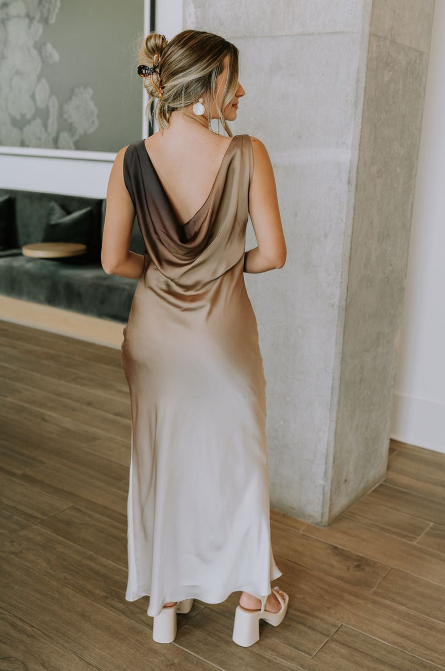 ombre silk dress Gown in ombr silk chiffon with a deep v-neckline and draped bodice., Discover the full collection through the link in bio., #ChakraCoutureFW24 #ChakraCouture #GeorgesChakra