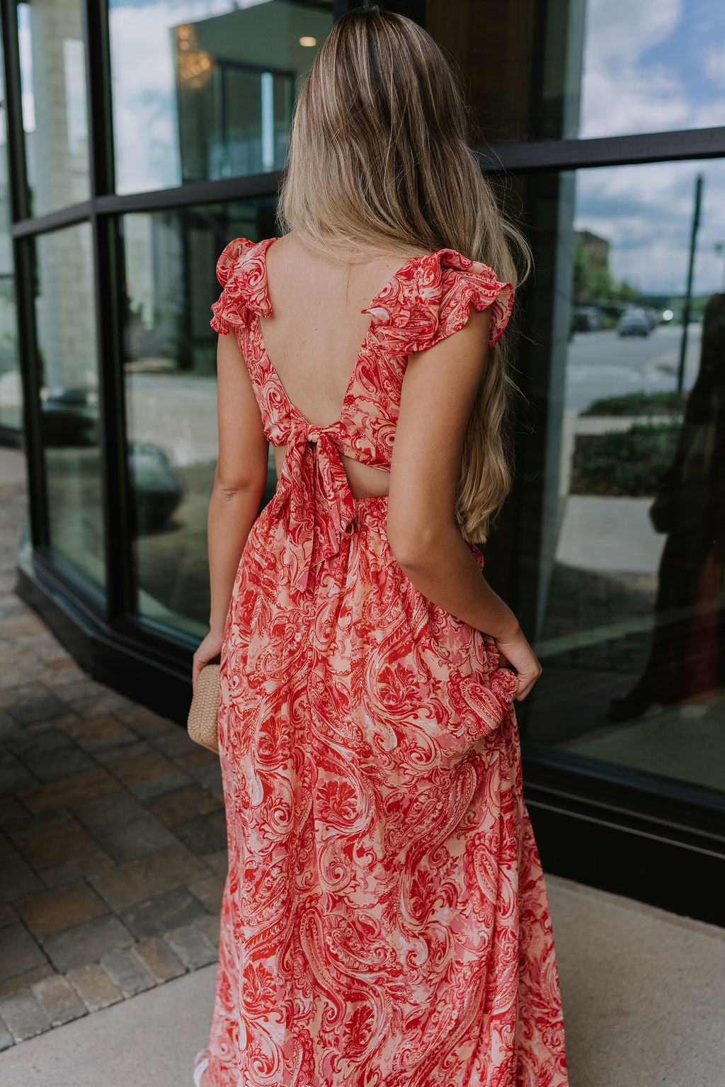 Adalyn Pink & Red Paisley Cut-Out Maxi Dress Adalyn Pink & Red Paisley Cut-Out Maxi Dress