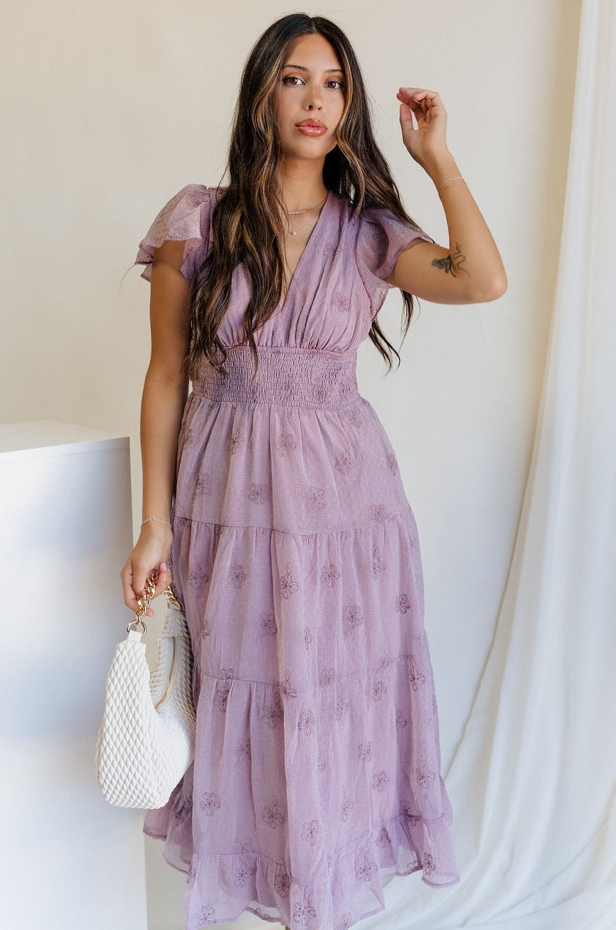 dusty purple midi dress Purple dress Purple satin dress Dusty lilac bridesmaid's Midi dress ties Midi Purple dress Wedding guest dress Alexa dress