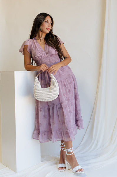 Ellie Dusty Purple Floral Midi Dress