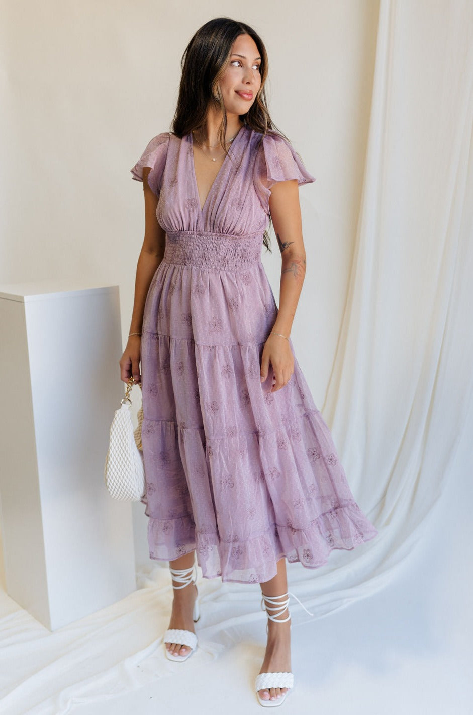 Ellie Dusty Purple Floral Midi Dress Ellie Dusty Purple Floral Midi Dress