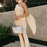 Lola Yellow Satin Scarf Maxi Dress - full body frontal view