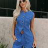 Jillian Cobalt Blue Split Hem Vest - front view