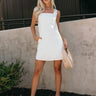 Simone White Linen Mini Dress - full body front view
