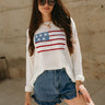 Eve Cream American Flag & Lace Sweater- front view