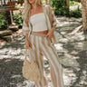 Melina Taupe & Cream Striped pants - full body front view