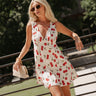 Eva White Cherry Print Mini Dress - front view