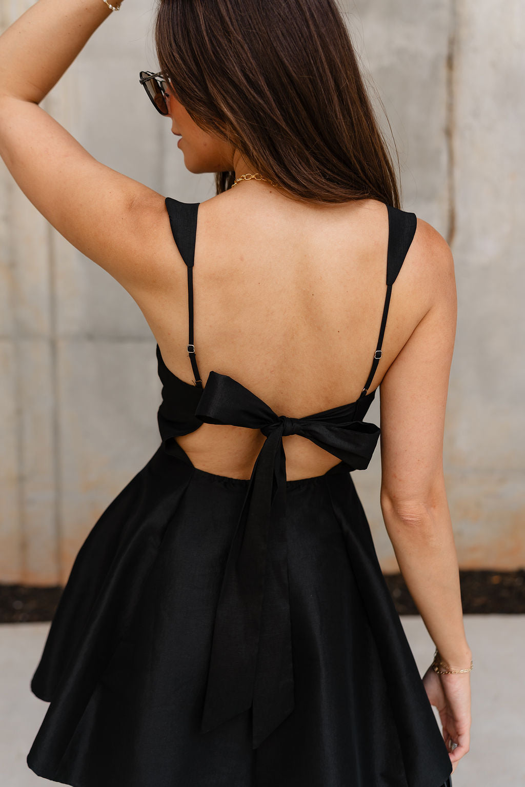 Mylah Black Flare Mini Dress- close up back view
